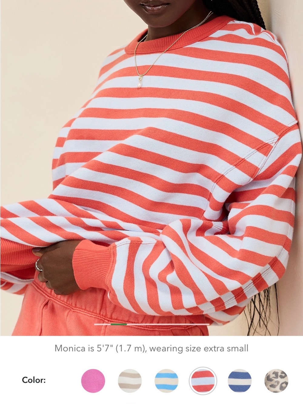 aerie Go To Sweatshirt, Rusty Peach Striped Crewneck Sweatshirt, size M, NWOT - Picture 5 of 5